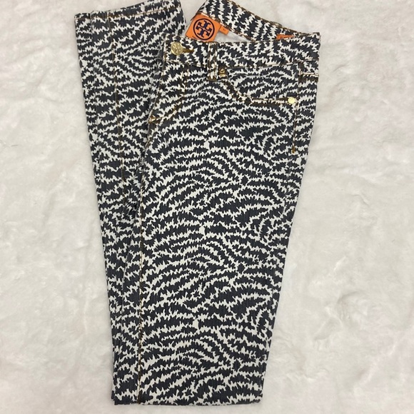Tory Burch Super Skinny Print Jeans Size 25 - Picture 1 of 5
